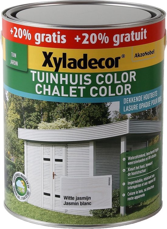 jogger Noord West kwaad Xyladecor Tuinhuis Color - Houtbeits - Mat - Witte Jasmijn - Promo - 3L |  bol.com