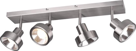 LED Plafondspot - Torna Leonida - GU10 Fitting - 4-lichts - Rechthoek - Mat Nikkel - Aluminium