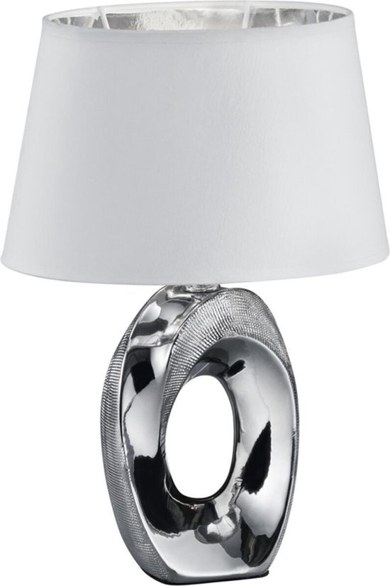 LED Tafellamp - Tafelverlichting - Torna Tibos - E14 Fitting - Rond - Mat Zilver - Keramiek
