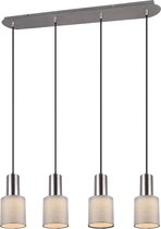 LED Hanglamp - Torna Waler - GU10 Fitting - 4-lichts - Rechthoek - Mat Nikkel - Aluminium