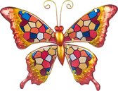 Vlinder | metaal & glas | mozaiek | rood | L | 24 x 32cm