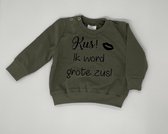 Sweater Kus ik word grote zus - Leger groen, 68