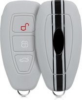 kwmobile autosleutel hoesje voor Ford 3-knops autosleutel Keyless Go - Autosleutel behuizing in zwart / grijs - Rallystrepen design