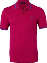 Fred Perry M3600 polo twin tipped shirt - Red Grapefruit / Mid Blue / Mid Blue -  Maat: 3XL