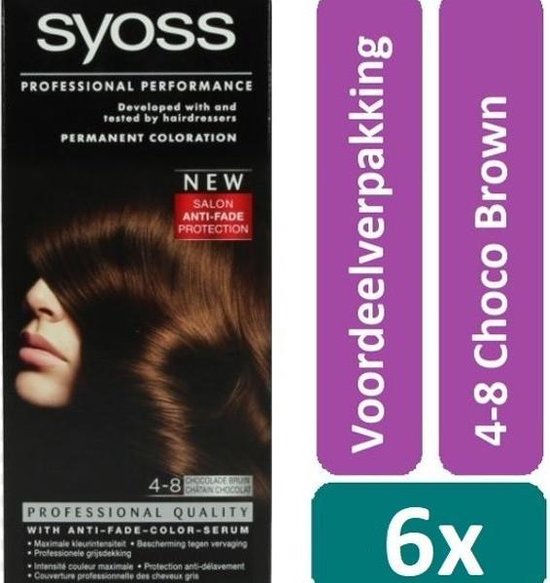 Syoss Color - Haarverf - 4-8 Choco Brown - 6 stuks - Voordeelverpakking |  bol.com