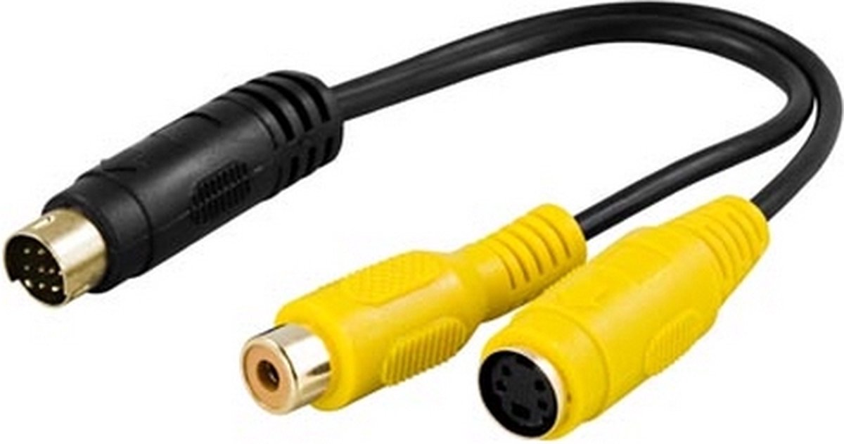 DELTACO AA-26, miniDIN 9-pin miniDIN 4-pin Zwart, Geel kabeladapter/verloopstukje