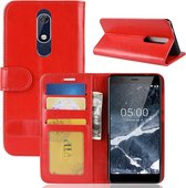 PU + TPU Crazy Horse Texture horizontale flip lederen case voor Nokia 5.1, met portemonnee en houder en kaartsleuven (rood)