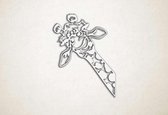 Wanddecoratie - Nieuwsgierige Giraffe - XS - 30x23cm - Wit - muurdecoratie - Line Art