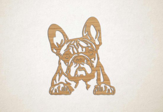 Wanddecoratie - Hond - Franse Bulldog 5 - M - 70x60cm - Eiken - muurdecoratie - Line Art