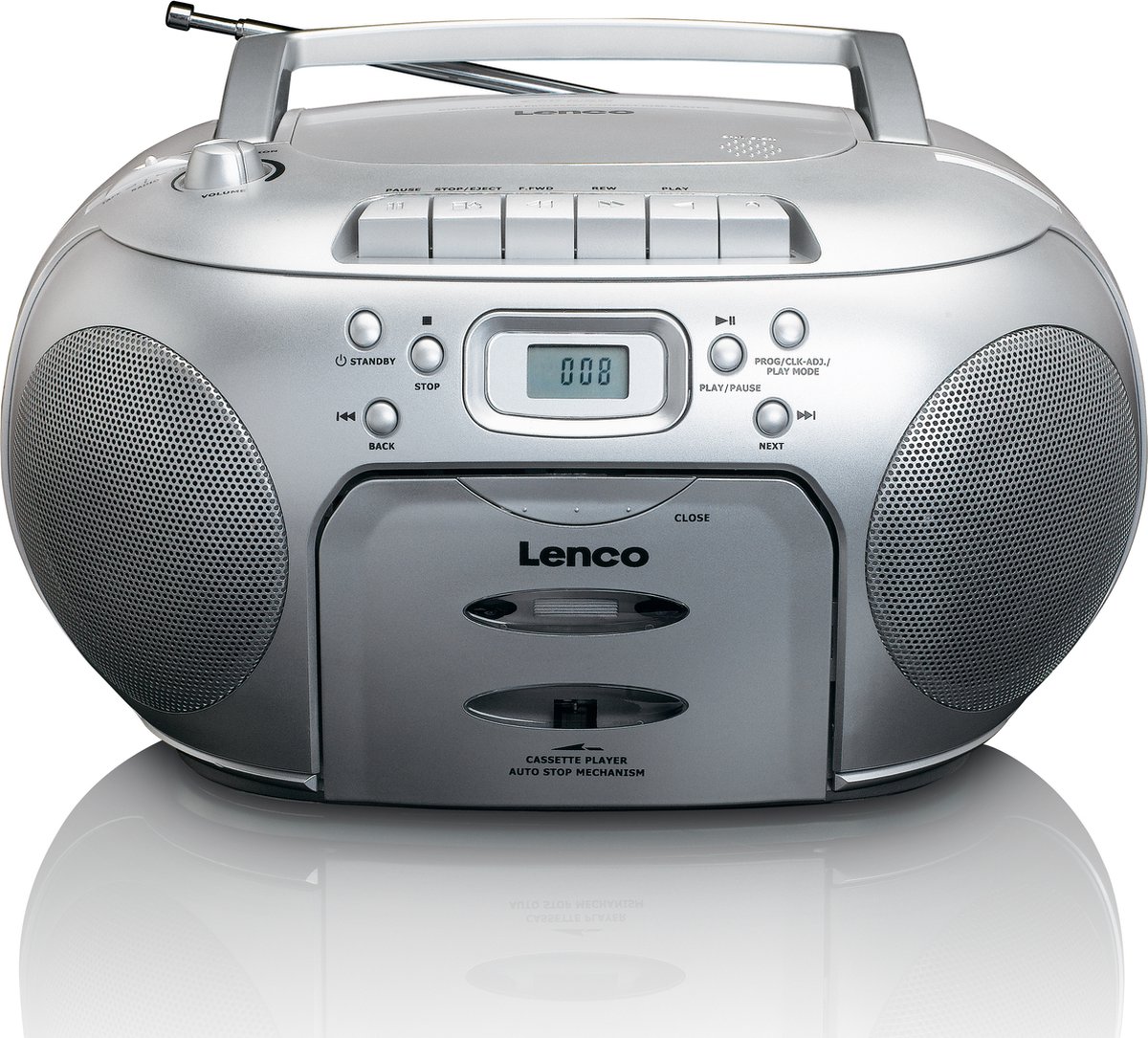 Lenco SCD-420SI - Draagbare radio CD speler met MP3 optie en koptelefoon - Zilver thumbnail 3