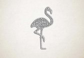 Line Art - Flamingo 2 - S - 60x33cm - Wit - geometrische wanddecoratie
