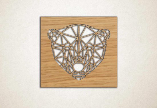 Line Art - Ijsbeer 2 vierkant - S - 45x50cm - Eiken - geometrische wanddecoratie