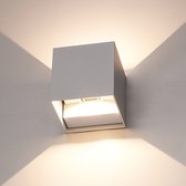 HOFTRONIC™ Dimbare LED Wandlamp Kubus Grijs - Set van 3 - Kansas - 6 Watt - 3000K - Tweezijdig oplichtend - IP54 - Uitermate geschikt voor binnen en buiten