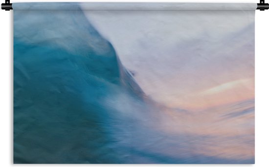 Wandkleed Golven  - Zonsondergang achter de golven Wandkleed katoen 120x80 cm - Wandtapijt met foto