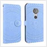 Voor Motorola Moto G7 Play Pressed Printing Pattern Horizontale Flip PU Leather Case met houder & kaartsleuven & portemonnee & & Lanyard (blauw)