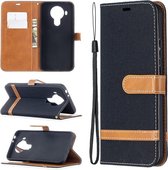Voor Nokia 5.4 Kleuraanpassing Denim Textuur Horizontale Flip Leren Case met Houder & Kaartsleuven & Portemonnee & Lanyard (Zwart)