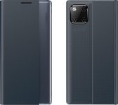 Zijruit Display Magnetische Zuigkracht Plain Grain Flip PU-leer + PC-hoes met houder voor iPhone 11 Pro Max (donkerblauw)