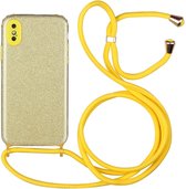 Glitterpoeder schokbestendig TPU beschermhoes met lanyard voor iPhone XS Max (geel)