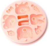 DIY bedekt siliconen dierentaart rijst cakevorm babyvoeding pot speciaal bakgereedschap (roze)