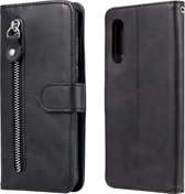 Voor LG Fluwelen Mode Kalfsstructuur Rits Horizontale Flip Leren Case met Houder & Kaartsleuven & Portemonnee (Zwart)