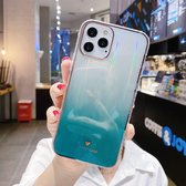 IMD Gradient Aurora Pattern Shockproof TPU beschermhoes voor iPhone 12 mini (groen)