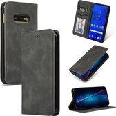 Retro Skin Feel Business Magnetische Horizontale Leren Flip Case voor Samsung Galaxy S10 E (Donkergrijs)