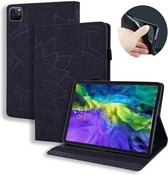 Voor iPad Air 2020 10.9 Kalfsstructuur Reliëf Horizontale Flip Leren Case met Houder & Kaartsleuven & Fotolijst (Zwart)