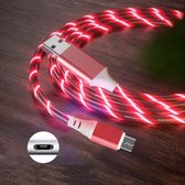 2,4 A USB naar micro-USB Kleurrijke Streamer snellaadkabel, lengte: 1 m (rood licht)