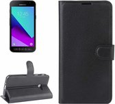 Voor Galaxy Xcover 4 / G390F Litchi Texture Horizontale Flip Leren Case met Kaartsleuven & Portemonnee & Houder (Zwart)