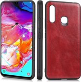 Voor Samsung Galaxy A70e Crazy Horse Getextureerd Kalfsleer PU + PC + TPU Case (Rood)