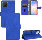 Voor Huawei nova 8 SE effen kleur huid gevoel magnetische gesp horizontale flip kalf textuur PU lederen tas met houder & kaartsleuven & portemonnee (blauw)