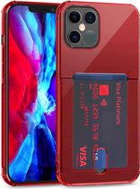 Transparante TPU-beschermhoes met kaartsleuven voor iPhone 12 (rood)