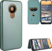 Voor Nokia 5.3 Carbon Fiber Texture Magnetische Horizontale Flip TPU + PC + PU Leather Case met Card Slot (Groen)