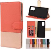 Voor Samsung Galaxy Note20 Kleur splitsen Horizontale flip lederen tas met houder & kaartsleuven & portemonnee & fotolijst (rood)