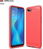 TPU-hoesje van koolstofvezel met geborstelde textuur voor OPPO A1K (rood)