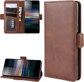 Portemonneehouder Leren mobiele telefoonhoes voor Sony Xperia L3, met portemonnee & houder & kaartsleuven (bruin)