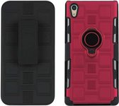 Voor Sony Xperia XA1 Ultra 3 in 1 Cube PC + TPU beschermhoes met 360 graden draaien zwarte ringhouder (rood)