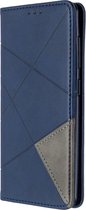Samsung Galaxy A41 Hoesje - Mobigear - Rhombus Slim Serie - Kunstlederen Bookcase - Blauw - Hoesje Geschikt Voor Samsung Galaxy A41