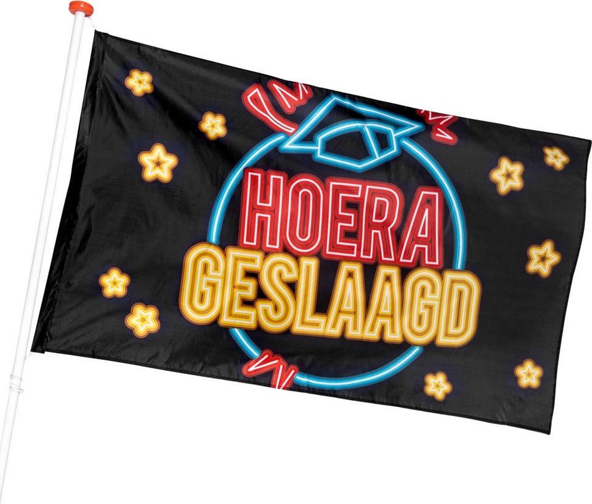 Boland Vlag Hoera Geslaagd 90 X 150 Cm Polyester Zwart