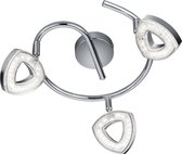 LED Plafondspot - Iona Turon - 12W - Warm Wit 3000K - 3-lichts - Rond - Mat Chroom - Aluminium