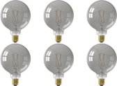 CALEX - LED Lamp 6 Pack - Globe - Smart LED G125 - E27 Fitting - Dimbaar - 7W - Aanpasbare Kleur CCT - Grijs