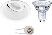 PHILIPS - LED Spot Set - SceneSwitch 827 36D - Prima Zano Pro - GU10 Fitting - Dimbaar - Inbouw Rond - Mat Wit - 1.5W-5W - Warm Wit 2200K-2700K - Kantelbaar - Ø93mm