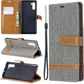 Kleuraanpassing Denim Texture Horizontale Flip Leather Case met houder & kaartsleuven & portemonnee & lanyard voor Galaxy Note10 (grijs)