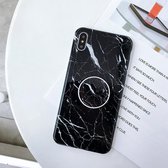 Marmeren anti-drop TPU-bescherming achterkant voor iPhone XS Max, met opvouwbare houder (zwart)