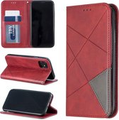 Ruit textuur horizontale flip magnetische lederen tas met houder en kaartsleuven en portemonnee voor iPhone 11 (rood)