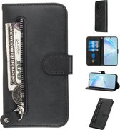 Voor Galaxy S20 + Fashion Calf Texture Zipper Horizontal Flip Leather Case met Stand & Card Slots & Wallet-functie (zwart)