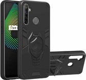 Voor OPPO Realme 5 2 in 1 Armor Knight Series PC + TPU beschermhoes met onzichtbare houder (zwart)