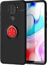 Voor Geschikt voor Xiaomi Redmi Note 9 Lenuo schokbestendige TPU-beschermhoes met onzichtbare houder (zwart rood)