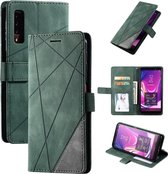 Voor Samsung Galaxy A7 (2018) Skin Feel Splicing Horizontale flip lederen tas met houder & kaartsleuven & portemonnee & fotolijst (groen)