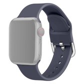 Voor Apple Watch Series 5 en 4 40 mm / 3 en 2 en 1 38 mm effen kleur siliconen vervangende polsband horlogeband met metalen gesp, maat: L (blauwgrijs)